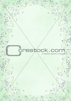 Green grunge retro style paper background with flower drawing bo
