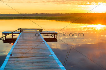 horizontal picture of a beautiful landscape - a long wooden pier