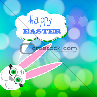 Greeting Card with White Easter Rabbit.