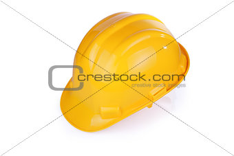 Yellow hardhat isolated on white background with clipping path