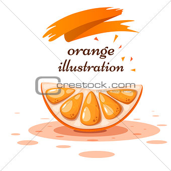 Cartoon orange on the white background.