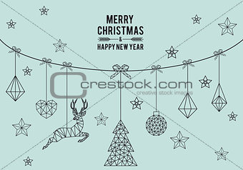 Geometric Christmas card, vector