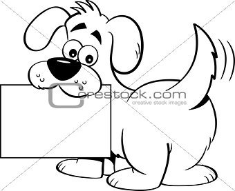 Cartoon dog holding a sign.