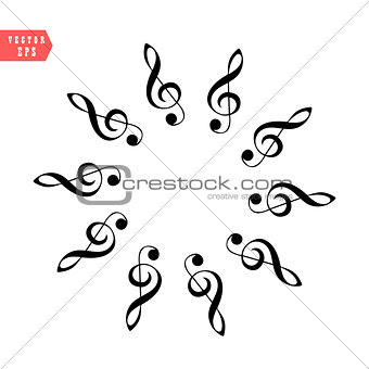 Decoration of musical notes in the shape of a circle