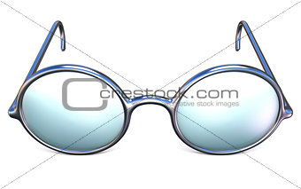 Retro silver glasses front view 3D