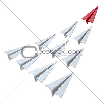 Red paper plane leader 3D