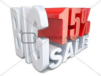 White red big sale sign PERCENT 15 3D