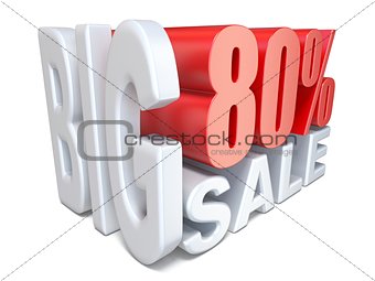White red big sale sign PERCENT 80 3D
