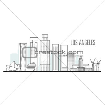 Los Angeles city skyline - downtown cityscape, towers and landma