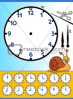 clock face cartoon educational worksheet