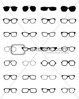 silhouettes of different eyeglasses