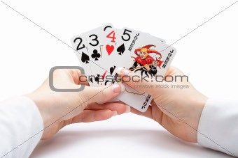 playing cards - poker straight with jocker