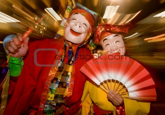 Masked Ohara Festival Dancers in Japan