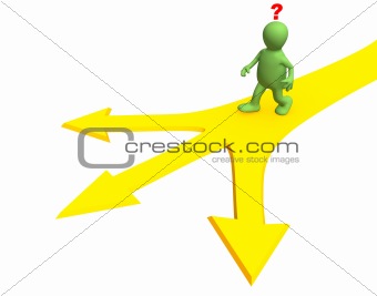 3d person, going to a fork of three roads