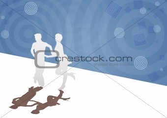 Background with a paper silhouette of the dancing pair