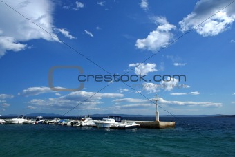 Sea dock in Adriatic sea, Brela, Croatia