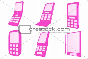 Mobile Phones Designs Type Icons Set