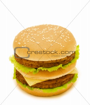 double burger on white background